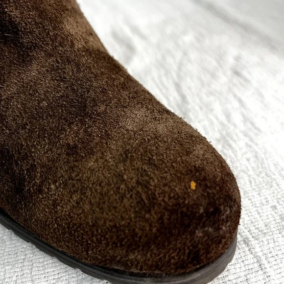 Suede Cowboy Chocolate Brown Boots Plaid Lined Women 5.5 Western Ranch Soft NOTE - Picture 4 of 16